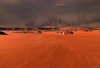 Auf ihrem Flug über die Syrtis Major und die Randgebiete des Hesperia Planums, Richtung Elysium Planitia, streift die Marylou die Ausläufer eines heftigen Sandsturmes.
