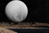 Blick vom Saturnmond Mimas auf Enceladus