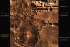 Der Oudemans-Krater ist in meinen Romanen Standort der größten herkömmlichen Marssiedlung. Schattenanhebung, homogene Einfärbung. Minderwertiges Bildmaterial.