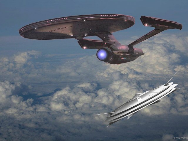 Die Begegnung von Enterprise und Orion in einer Dimensionsfalte. Parallelwelten treffen aufeinander.
